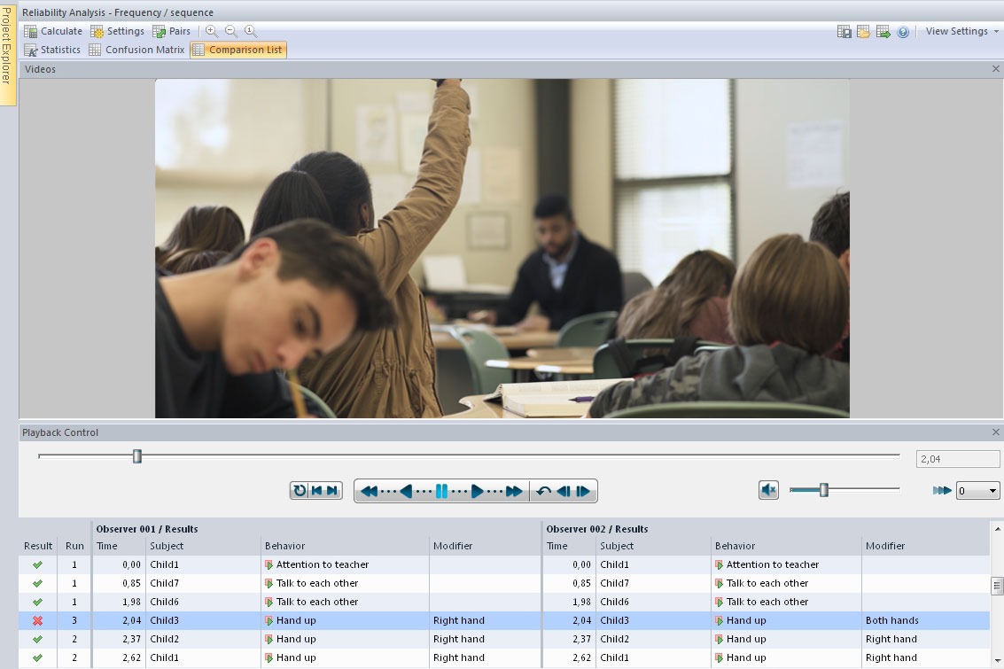 observer screenshot reliability analysis classroom teacher student